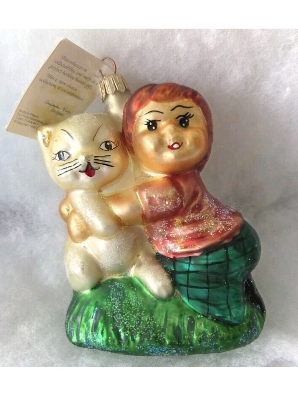 '97 Christopher Radko SNUGGLE BUDDIES Glass Ornament, 5" Handpainted w/Tag, Mint